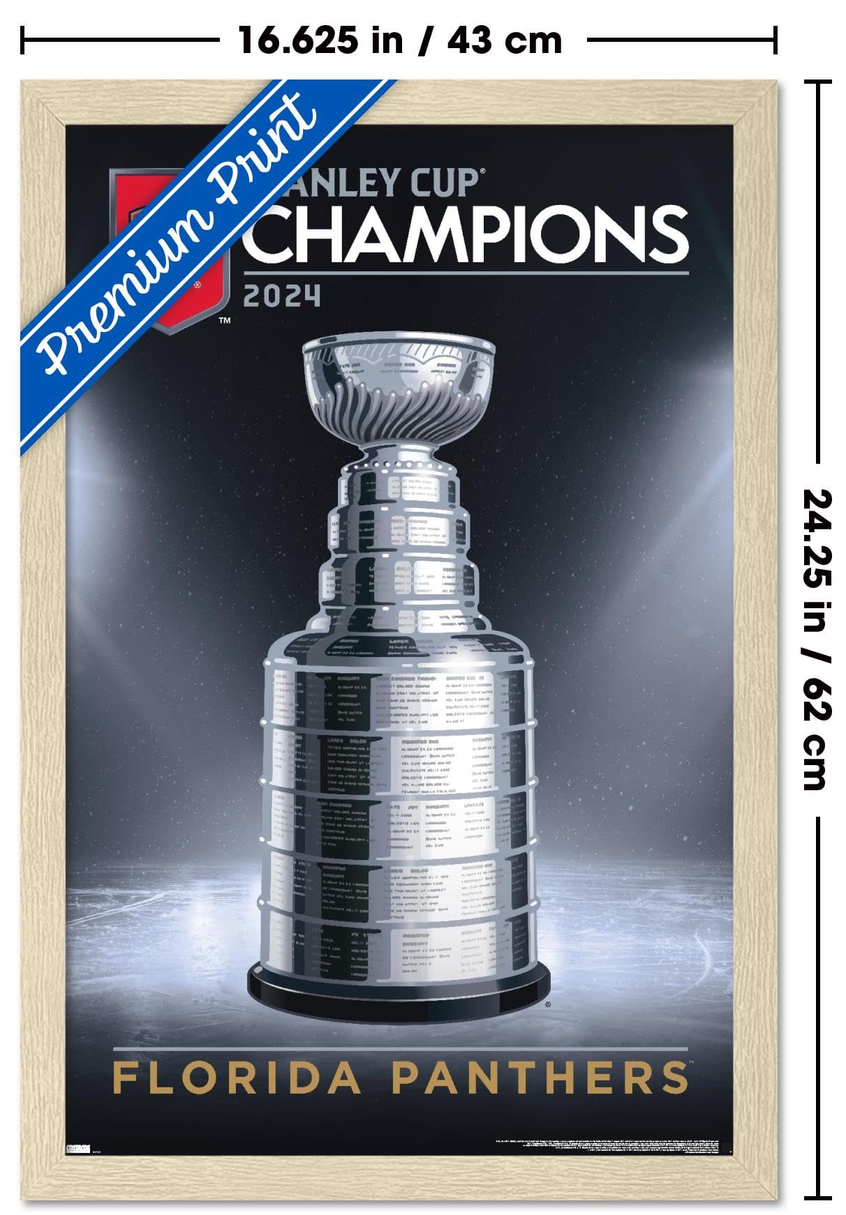 Trends International NHL Florida Panthers - 2024 Stanley Cup Team Logo Wall Poster, 22.4L x 14.7W, Blonde Framed Version