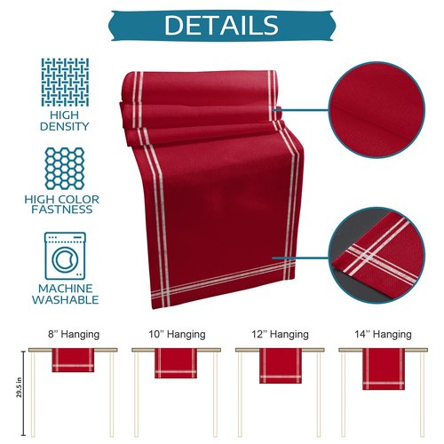Red Table Runner Dresser Scarves Farmhouse Red Dining Table Runners 70 inches Long Stripe Coffee Table Runner,Non-Slip Washable Table Setting Decor for Wedding Party Holiday Dinner