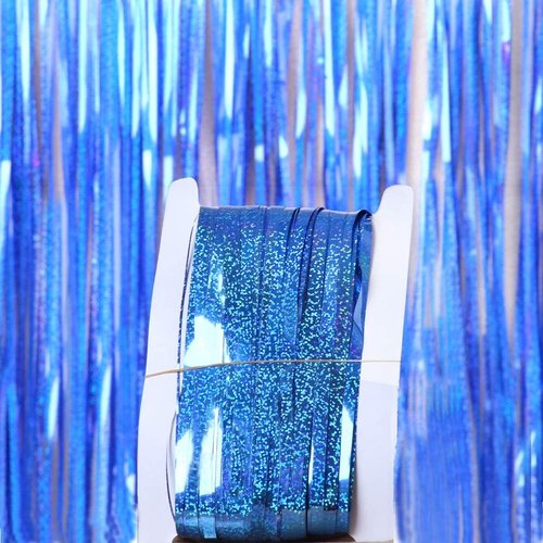 GZ-LAOPAITOU Blue Foil Fringe Curtains - 2 Pack 3.3x8.2 Ft Party Decorations | Perfect for Weddings & Events