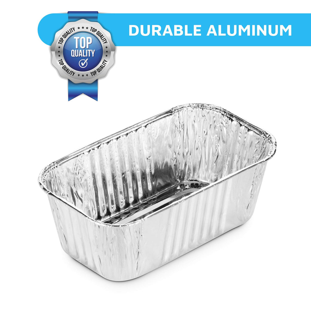 MontoPack Aluminum Disposable Loaf Pans | Deep Standard Size 6" x 3.5" Extra Thick Foil Bread Containers for Baking, Food Storage & Takeout | Eco-Friendly & Recyclable | Bulk 50-Pack 2 Pound Trays