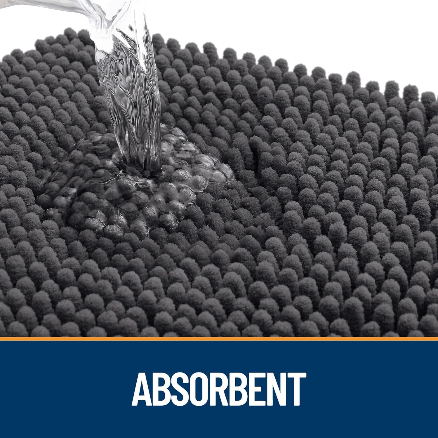 OLANLY Dog Door Mat - Absorbent Non-Slip Mud Mat for Muddy Paws | 59x24 Dark Grey Chenille Design