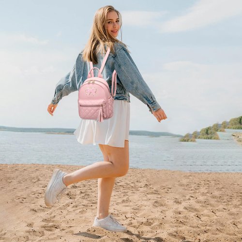 I IHAYNER Mini Backpcak for Girls Small Bowknot Quilted Leather Backpack Purse for Women Cute Trendy Stuff Gifts for Kids (Dark Pink)