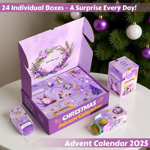 Advent Calendar 2026 - 24 Days of Lavender Spa Gifts for Women | Perfect for Mom, Wife, or Sister