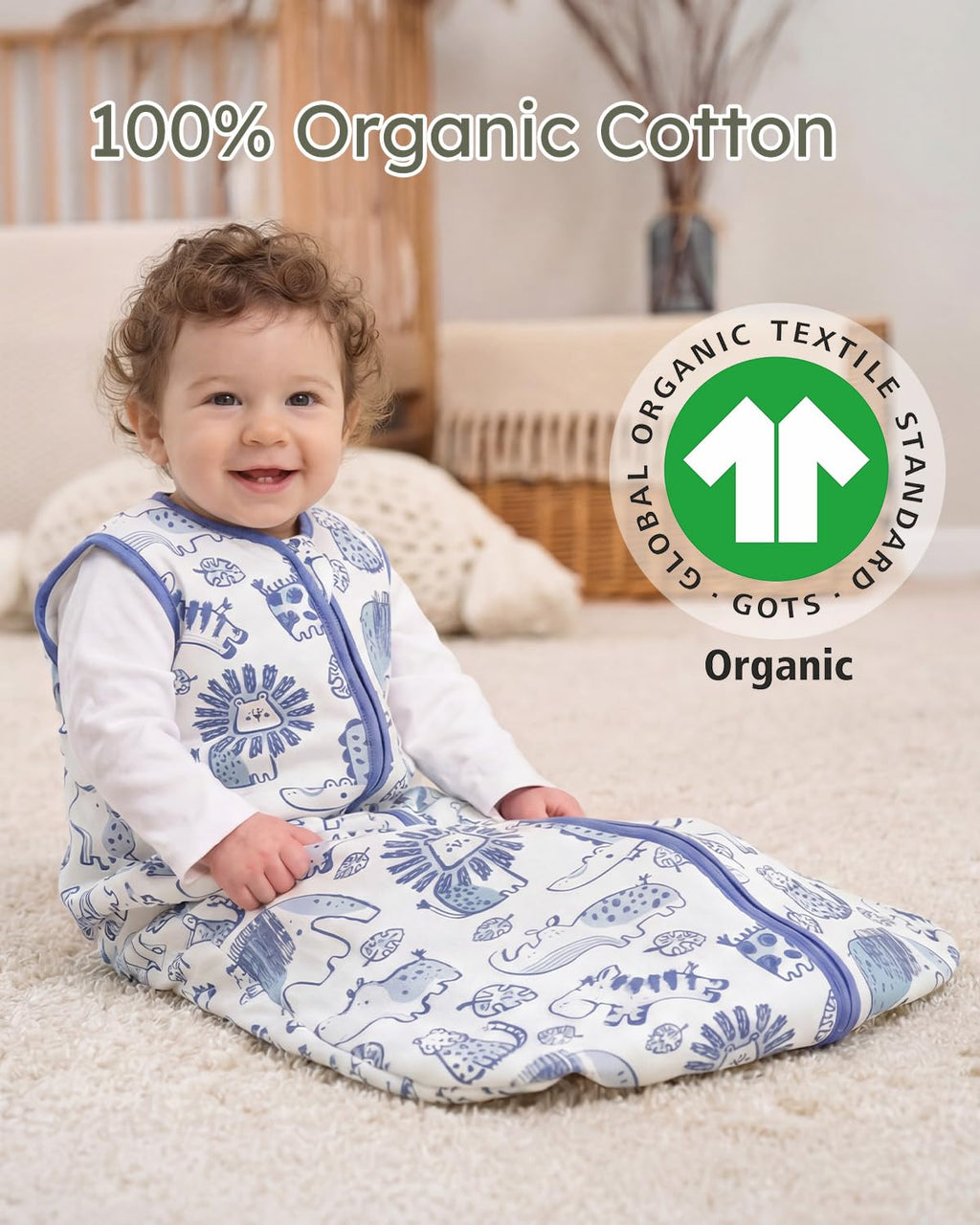 Yoofoss Baby Sleep Sack - 1.5 Tog Organic Cotton Wearable Blanket for 6-12 Months | Soft & Warm