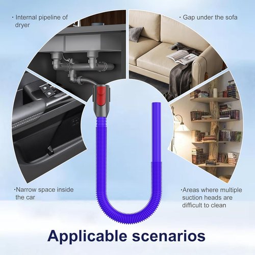 Dyson Dryer Lint Vacuum Attachment - Flexible Vent Cleaner Kit for V15, V12, V11, V10, V8, V7 - Purple