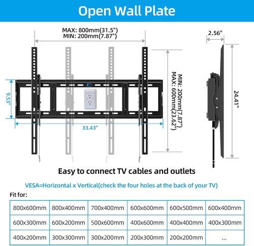 HOME VISION Heavy Duty Tilt TV Wall Mount Bracket - Fits 48-120 Inch Flat/Curved TVs, 200Lbs Capacity | Max VESA 800x600mm