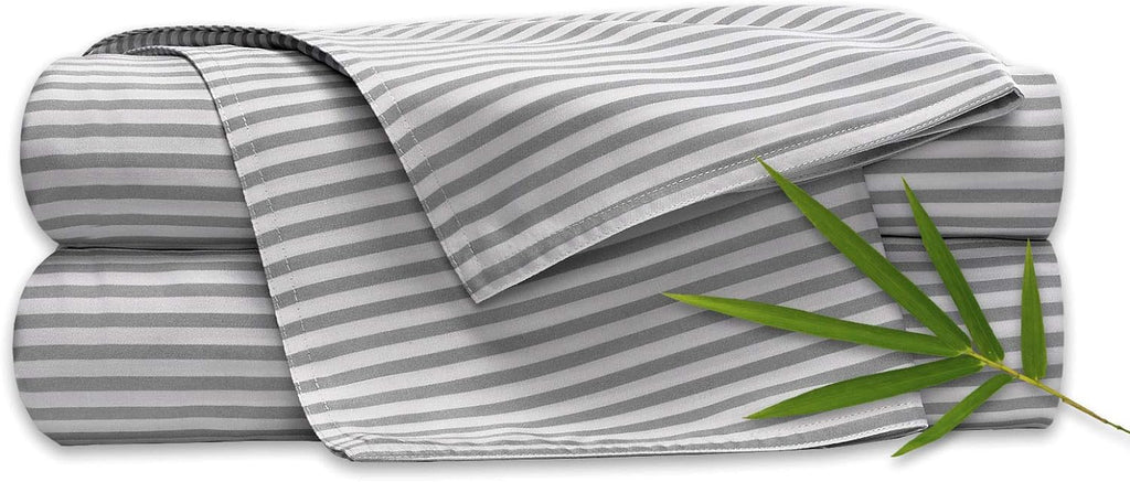 Pure Bamboo Full Bed Sheet Set - 100% Organic Viscose, Luxuriously Soft & Cooling | Stripes, 2-Year Quality Promise
