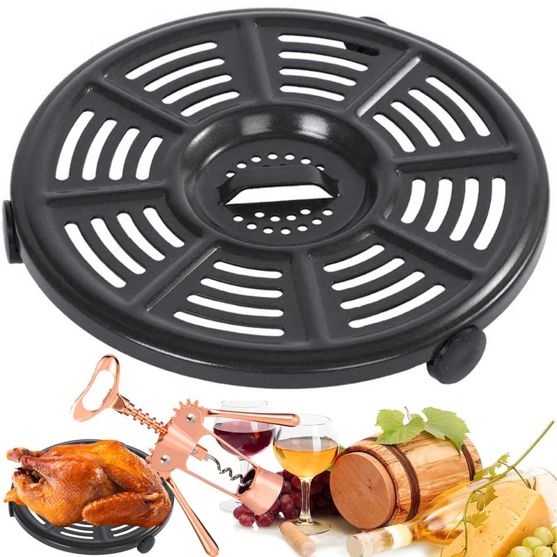 GXF Air Fryer Grill Pan for Ninja 4 QT AF101 5.5 Quart AF161 Max XL AF150 XL Air Fryers, 8.2 IN Non-Stick Round Grill Plate Tray Accessories Replacement Parts with Rubber Bumpers, Dishwasher Safe