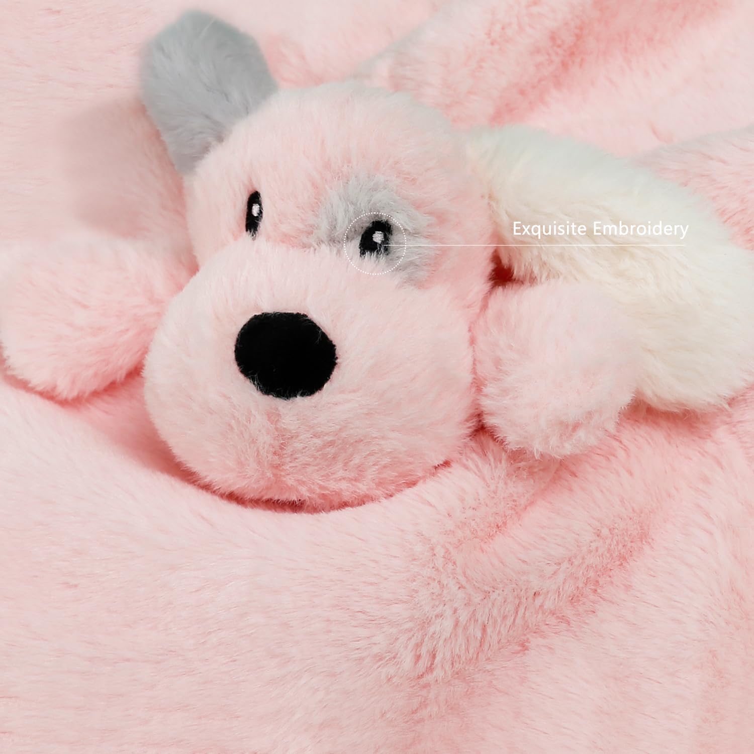 Skiennix Puppy Security Blanket - Soft Plush Lovey for Infants & Toddlers | Pink 16 Inch