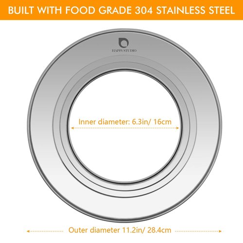 HAPPi STUDIO Stainless Steel Bamboo Steamer Ring - Fits 8 10 11 12 Inch Bamboo Steamer Basket - Dim Sum Ring Adapter for Wok, Pot, Steaming Rice Cooker - Metal Liner for Dumpling Basket
