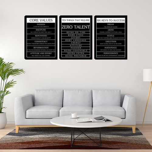 Motivational Office Wall Decor Inspirational Wall Art Set Pictures for Living Room Wall Decorations 3 Pieces Canvas Poster Wall Prints Framed Paintings Artwork Bedroom Art Wall Decor (48''W x 24''H)