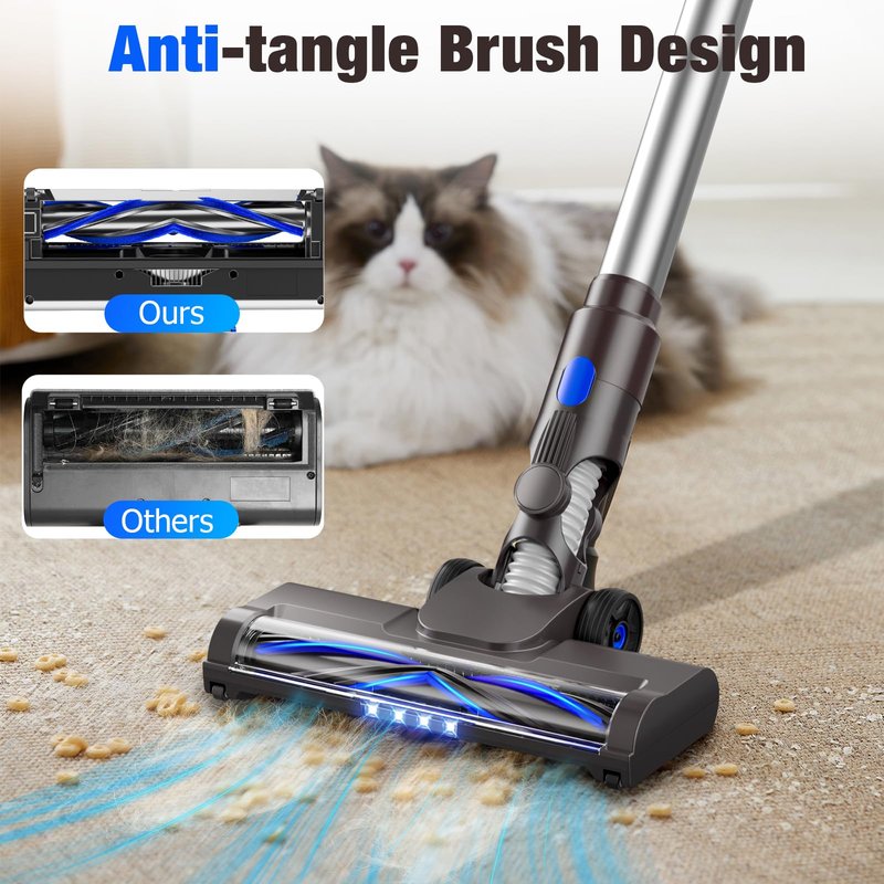 AIRDIYA Cordless Vacuum Cleaner, Super Power Suction Stick Vacuum Cleaners with 2200 mAh Battery,8-in-1 Lightweight Self-Standing, 35 Mins Runtime for Home Low-Pile Carpet Pet Hair
