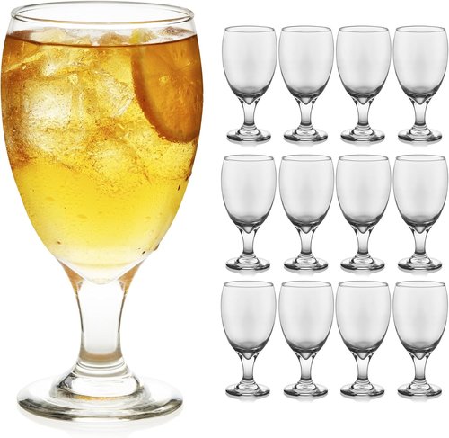 Libbey Classic Glass Goblets - Set of 12 Dishwasher Safe 16.25 Oz Stemmed Drinking Glasses | Perfect for Tea, Sangria, and Parties