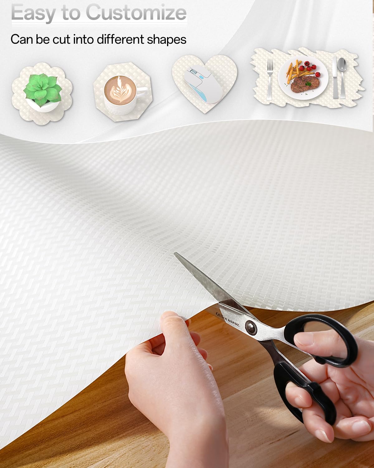 Shelf and Drawer Liner for Kitchen Cabinet, Non-Adhesive 24in x 240in Waterproof Contact Paper Refrigerator Liners Thickened Durable EVA Material Non Slip Mat for Dresser Cupboard Pantry Protector