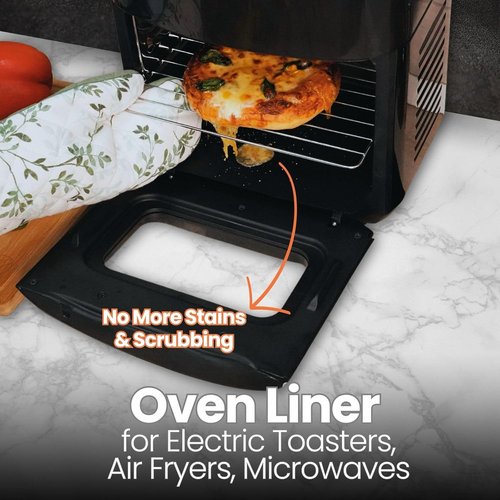 Buself Toaster Oven Liner - Nonstick & Heat Resistant Reusable Air Fryer Liners, 9x11", 2 Pack, Black