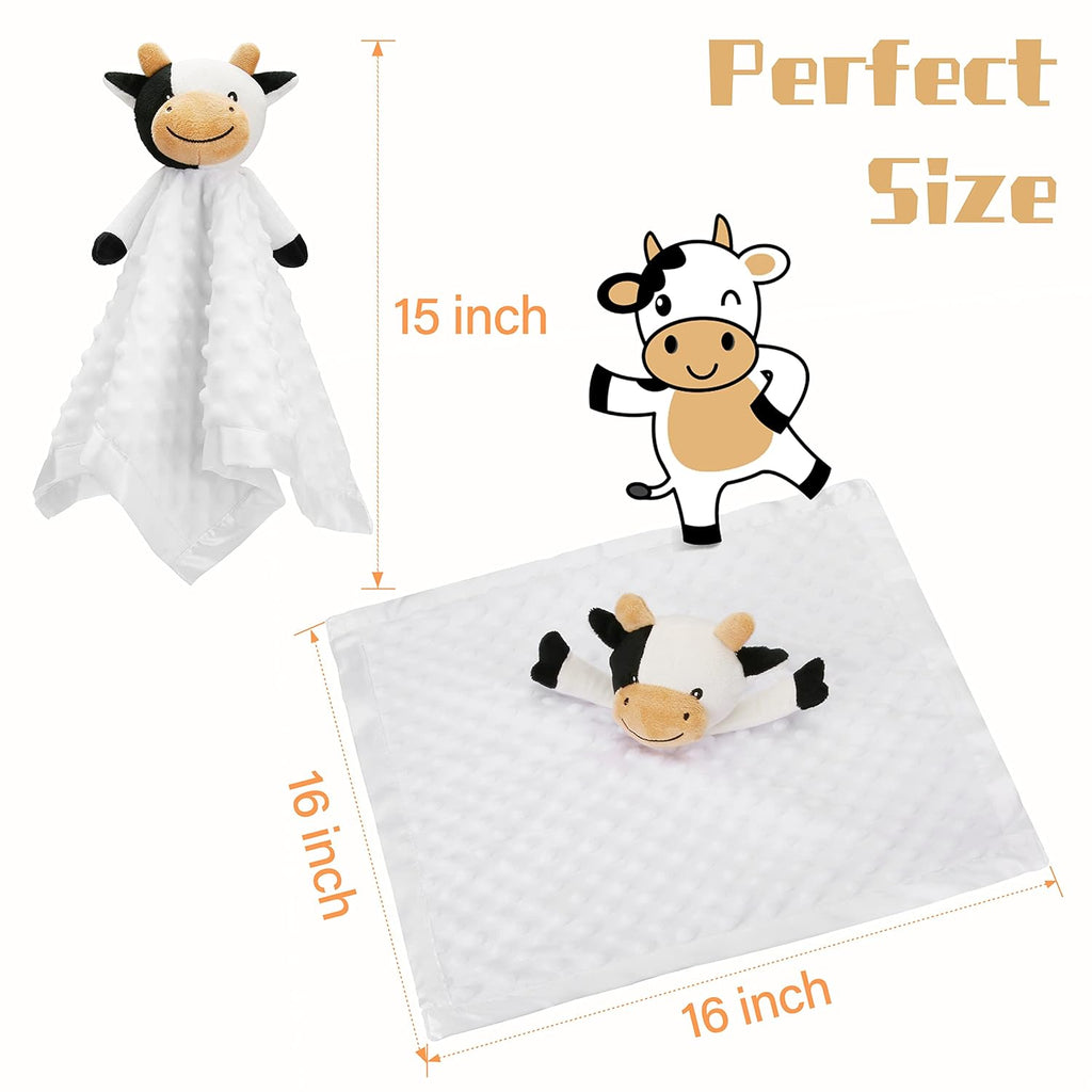 Pro Goleem Cow Security Blanket - Soft Lovey for Newborns | 16-Inch Baby Snuggle Toy