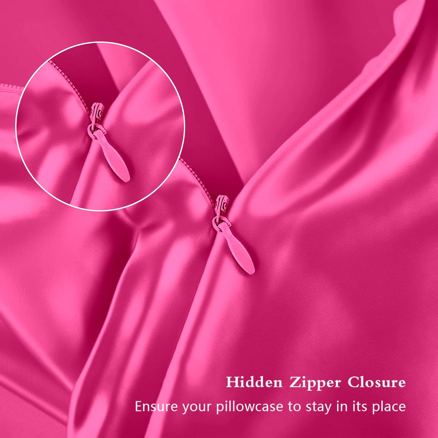 Mulberry Silk Pillowcases by Skiennix - Smooth Anti-Acne Standard Set of 2 | Hot Pink with Zipper