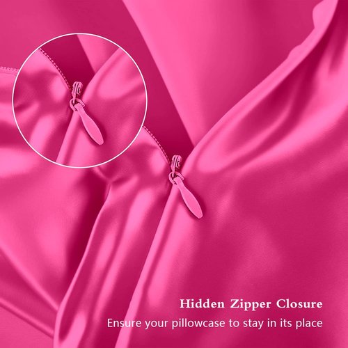 Mulberry Silk Pillowcase - Anti-Acne Cooling Sleep Cover | King Size Hot Pink Satin with Hidden Zipper