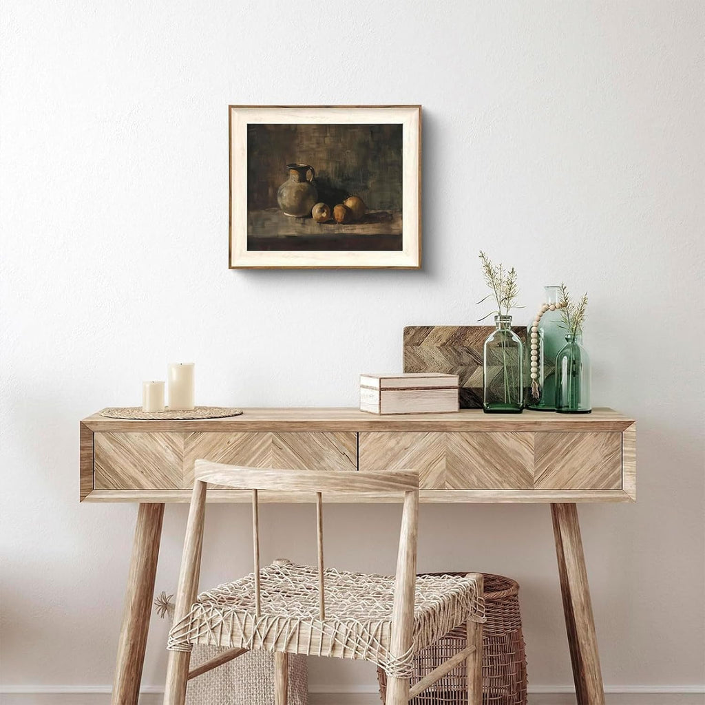 XOCUUI Rustic Vintage Still Life Picture - Peach Fruit Oil Painting Art for Living Room | 8 x 10 No Frame