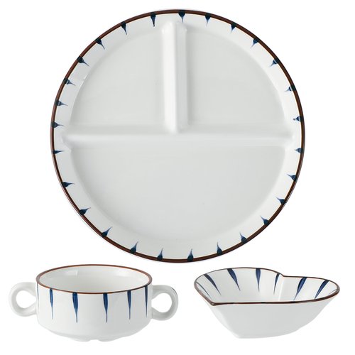 Acyhggi 8" Dinner Plate Set, 3-Piece, Compartmentalized Ceramic Plates for Breakfast, Salad, Portion Control and Weight Loss