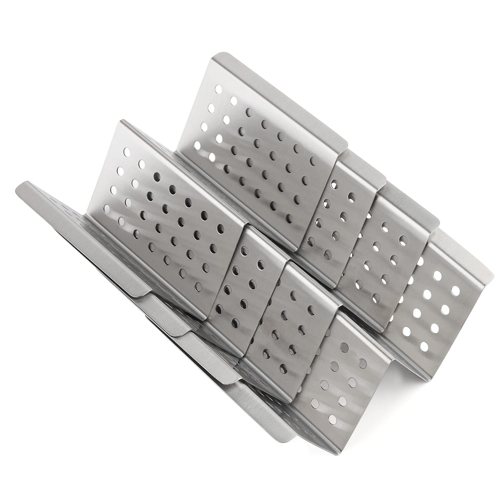 YellRin Stainless Steel Taco Holder Stands Set of 6 - Each Rack Holds 2 Soft & Hard Shell Tacos for Shell Holder, Tray, Oven, Grill