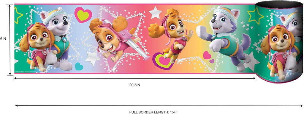 RoomMates Paw Patrol Skye & Everest Wallpaper Border - Easy Peel & Stick Design for Kids' Rooms