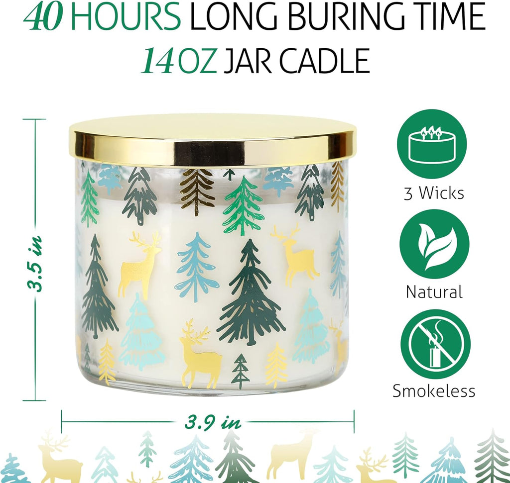 Regine Switzerland Pine Scented Christmas Candle - Large 14oz with 3 Wicks for Cozy Winter Ambiance