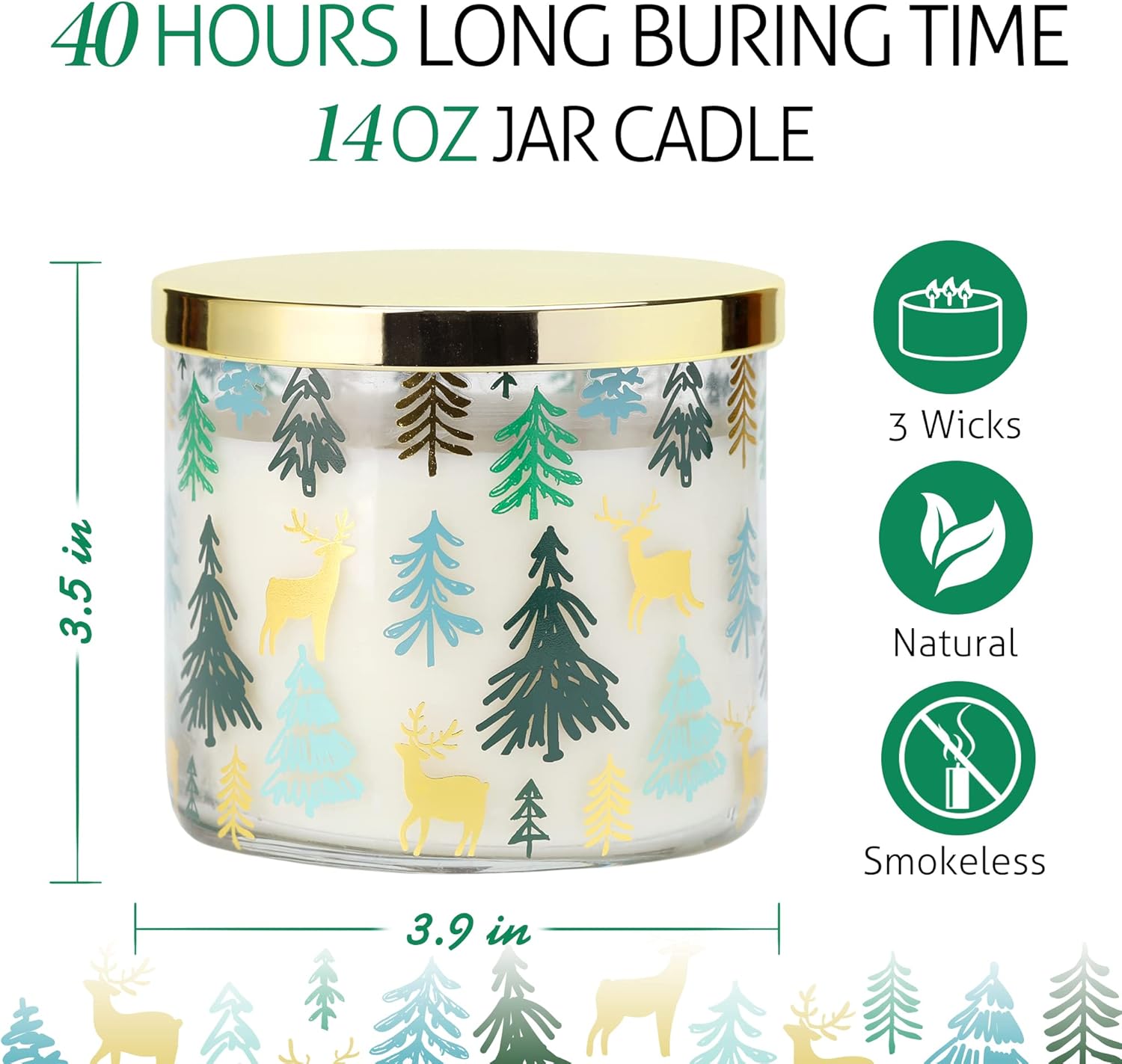 Regine Switzerland Pine Scented Christmas Candle - Large 14oz with 3 Wicks for Cozy Winter Ambiance
