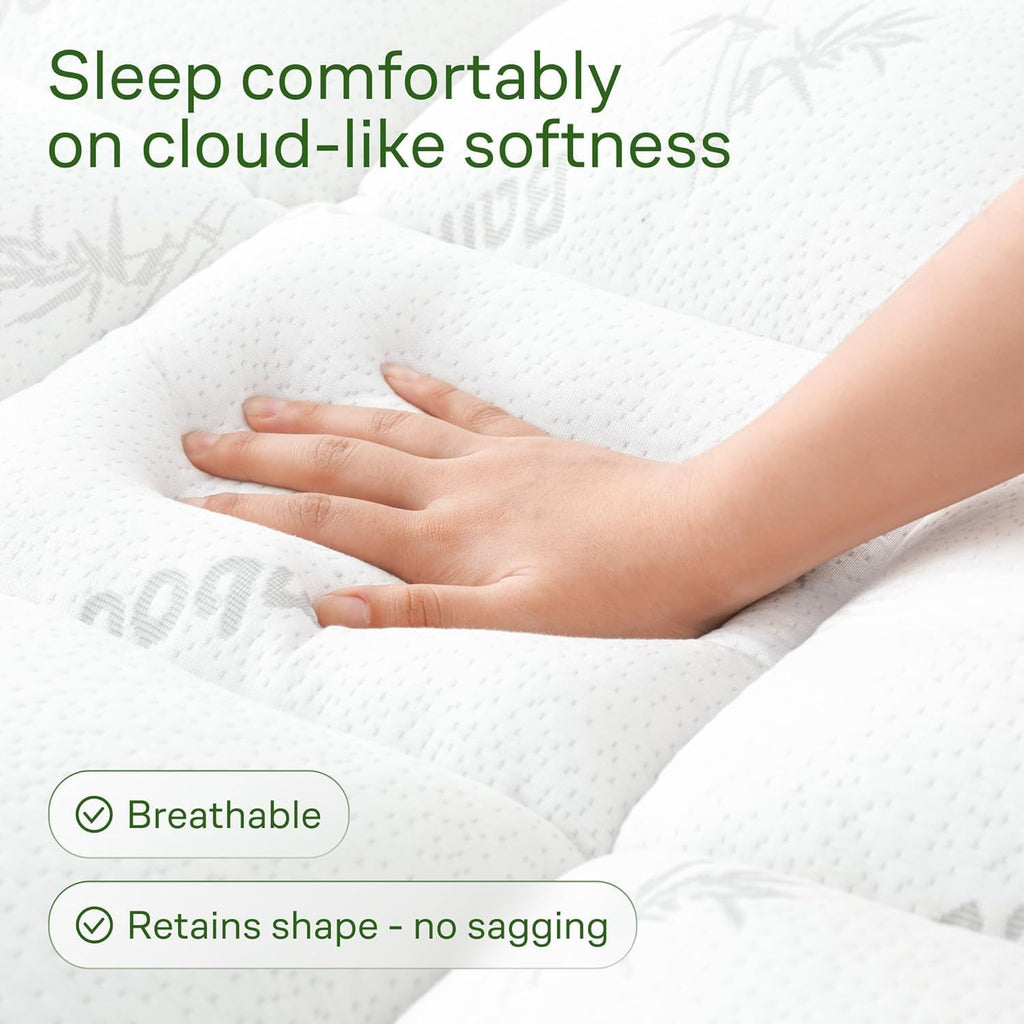 Niagara Ultra Soft Mattress Topper - Bamboo Viscose Pillow Top for Back Pain Relief | Twin Size, White