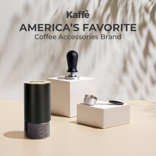 Kaffe Glass Coffee Canister (12oz) w/Airtight Lid - Click to Release Seal - BPA Free Glass & Stainless Steel - Elegant Kitchen Storage Container for Coffee, Nuts, Rice, Flour, Sugar, Tea, Cereal