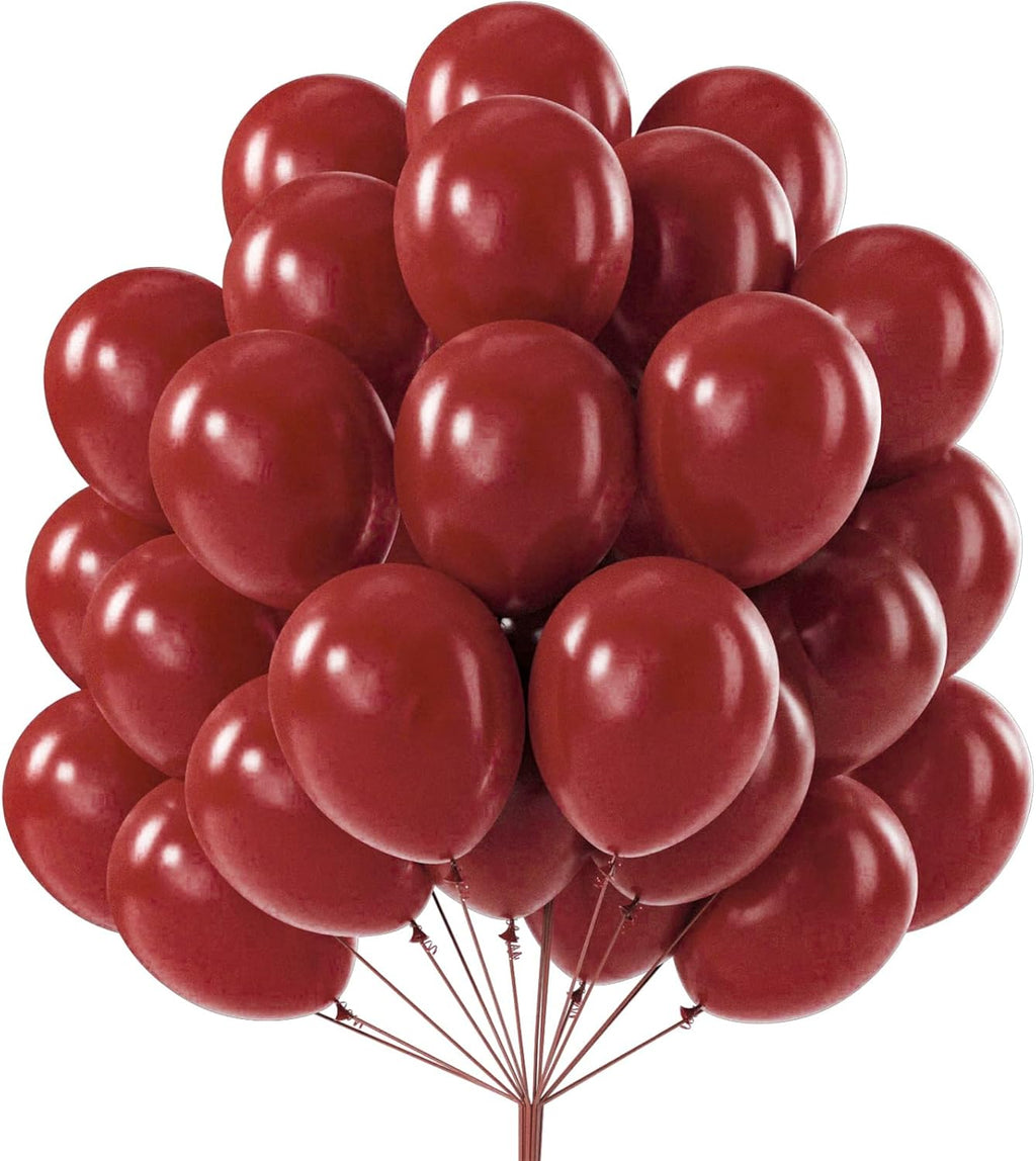 PartyWoo Burgundy Balloons - 100pcs 12 Inch Dark Chestnut Red for Graduation & Birthday Decor