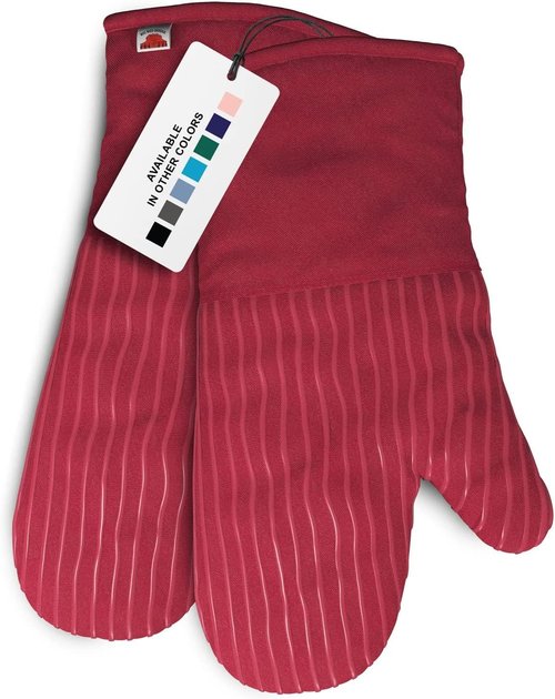 Big Red House Silicone Oven Mitts - Heat Resistant Kitchen Gloves Set of 2 | 12.5" Red for Safe Cooking