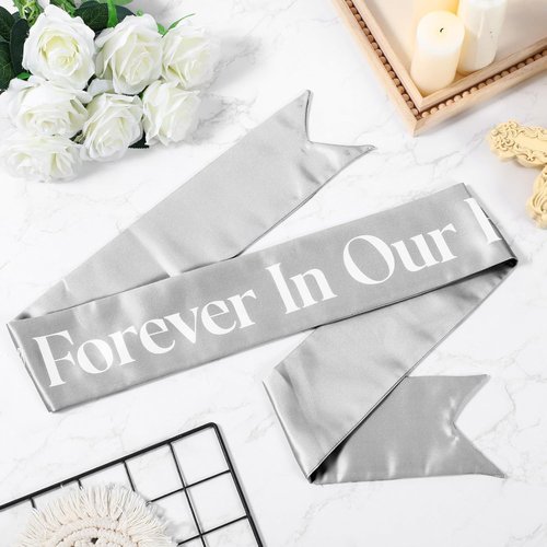 Fanfanwin Funeral Sash - Memorial Ribbon for Casket & Wreath | 58x4'' Silver Gray, In Loving Memory