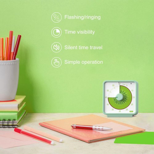 Conchstar 60 Minute Visual Timer for Kids, Countdown Timer for Classroom & Kitchen, Desk Timer for Study, Time Manager Tool for Kids with Fruit Pattern (Kiwifruit)