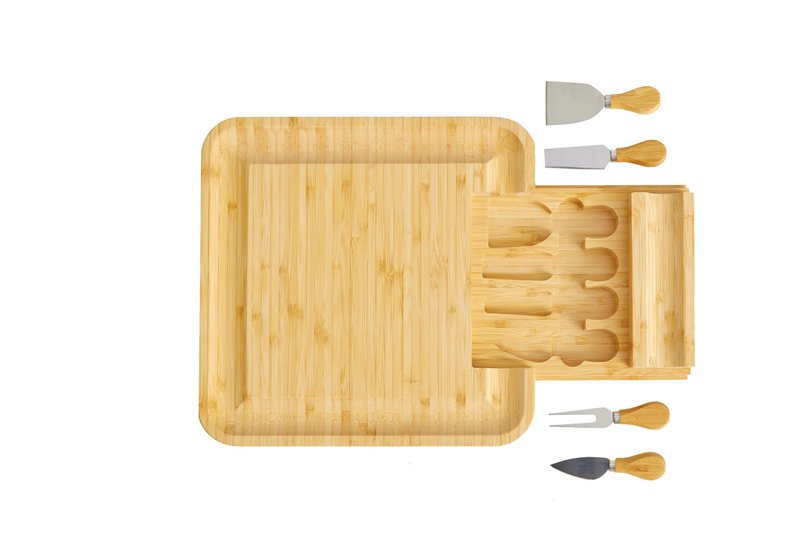 Demin Design Bamboo Cheese Board Charcuterie Board Gift Set - House Warming & Wedding Gifts, Bridal Shower &, Mother's Day & Valentine's Day Idea