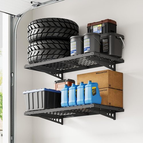 FLEXIMOUNTS Heavy-Duty Bike Wall Shelving Rack - 2 Pack 2x4ft | 660lbs Capacity, Black Pro Series