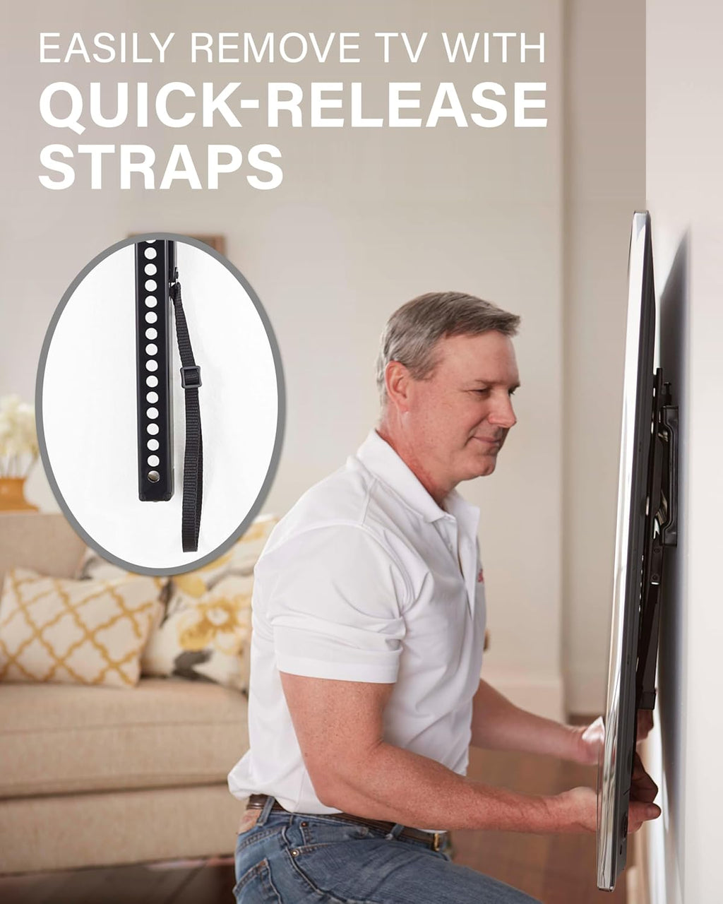 SANUS Low Profile TV Wall Mount | Universal Fixed Bracket for 40" to 80" TVs - Slim 1” Design, Easy 3-Step Install