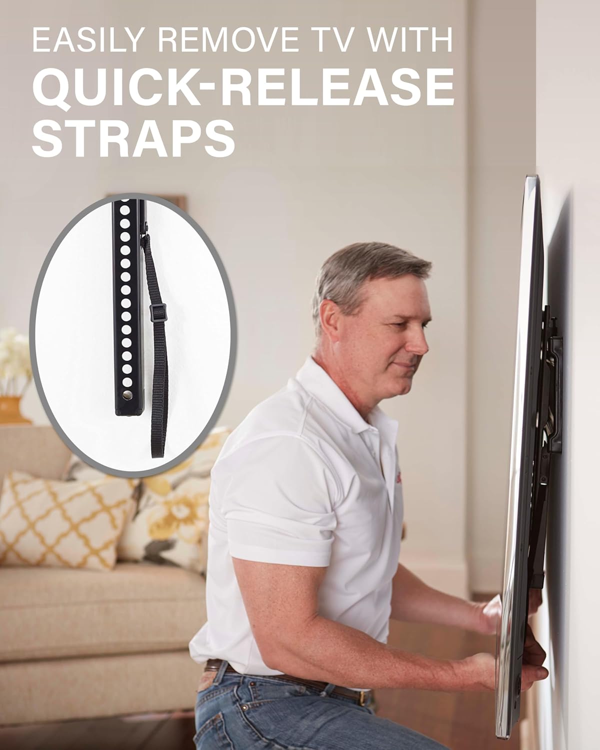 SANUS Low Profile TV Wall Mount | Universal Fixed Bracket for 40" to 80" TVs - Slim 1” Design, Easy 3-Step Install