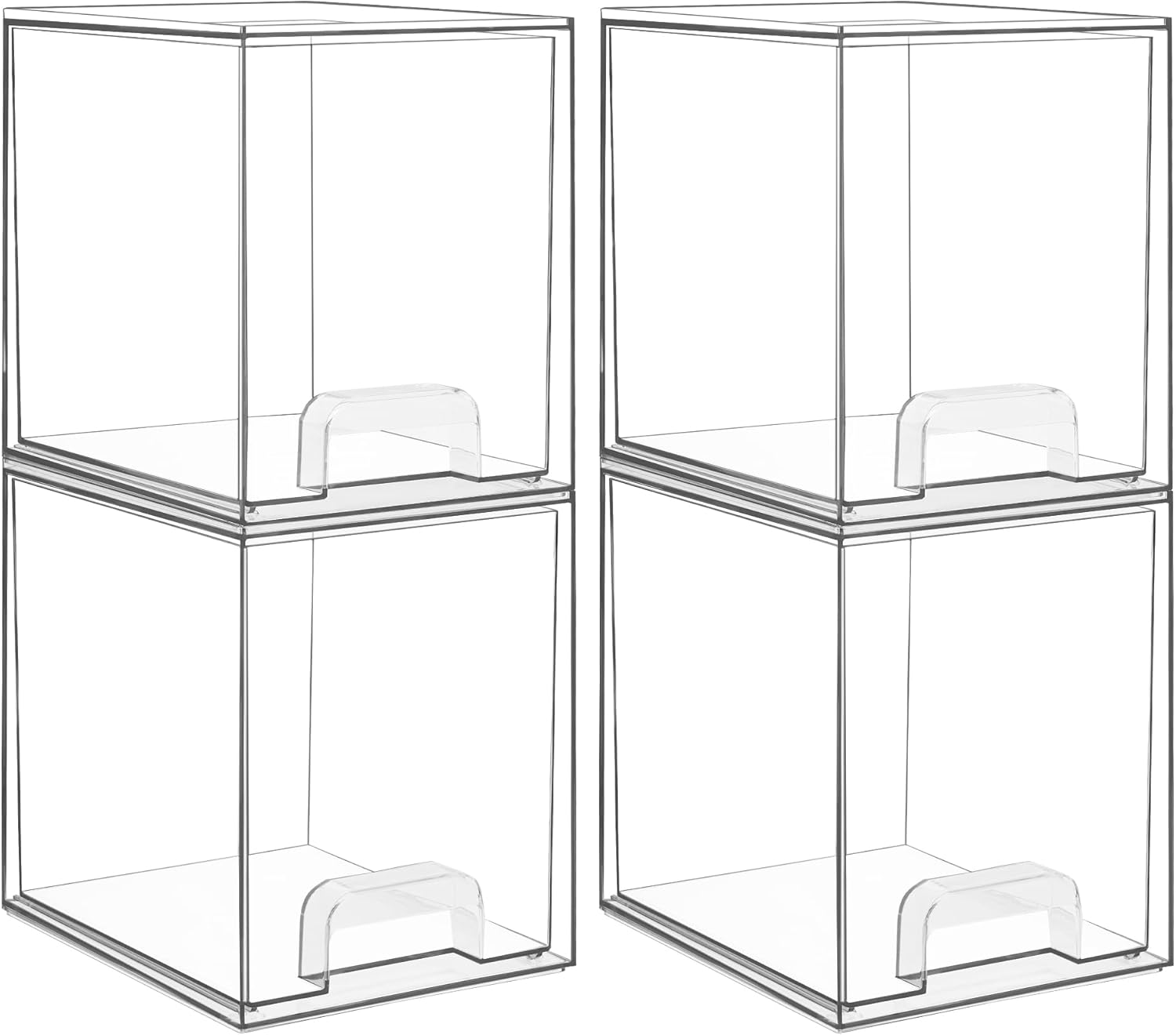 Vtopmart Clear Stackable Storage Drawers - 7.6" Organizers for Skincare & Beauty Supplies | 4 Pack