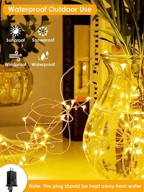 66Ft LED Fairy Lights by [Brand Name] - Waterproof Indoor & Outdoor String Lights with 8 Modes | Warm White for Christmas & Party Decor
