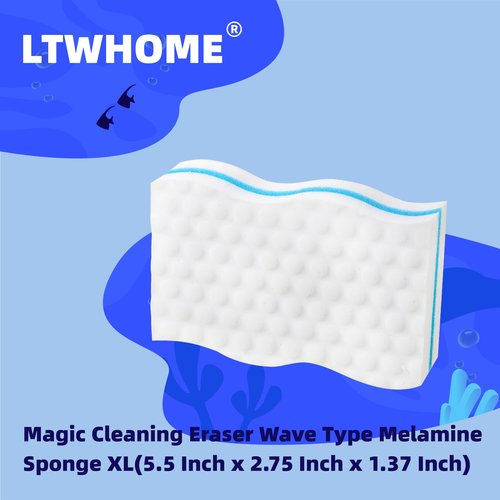 LTWHOME Bulk Pack 100-Pack Three-Layer Extra Durable Wave Shape Magic Cleaning Sponge Eraser Multi-Functional Melamine Foam for Kitchen, Bathroom, Wall