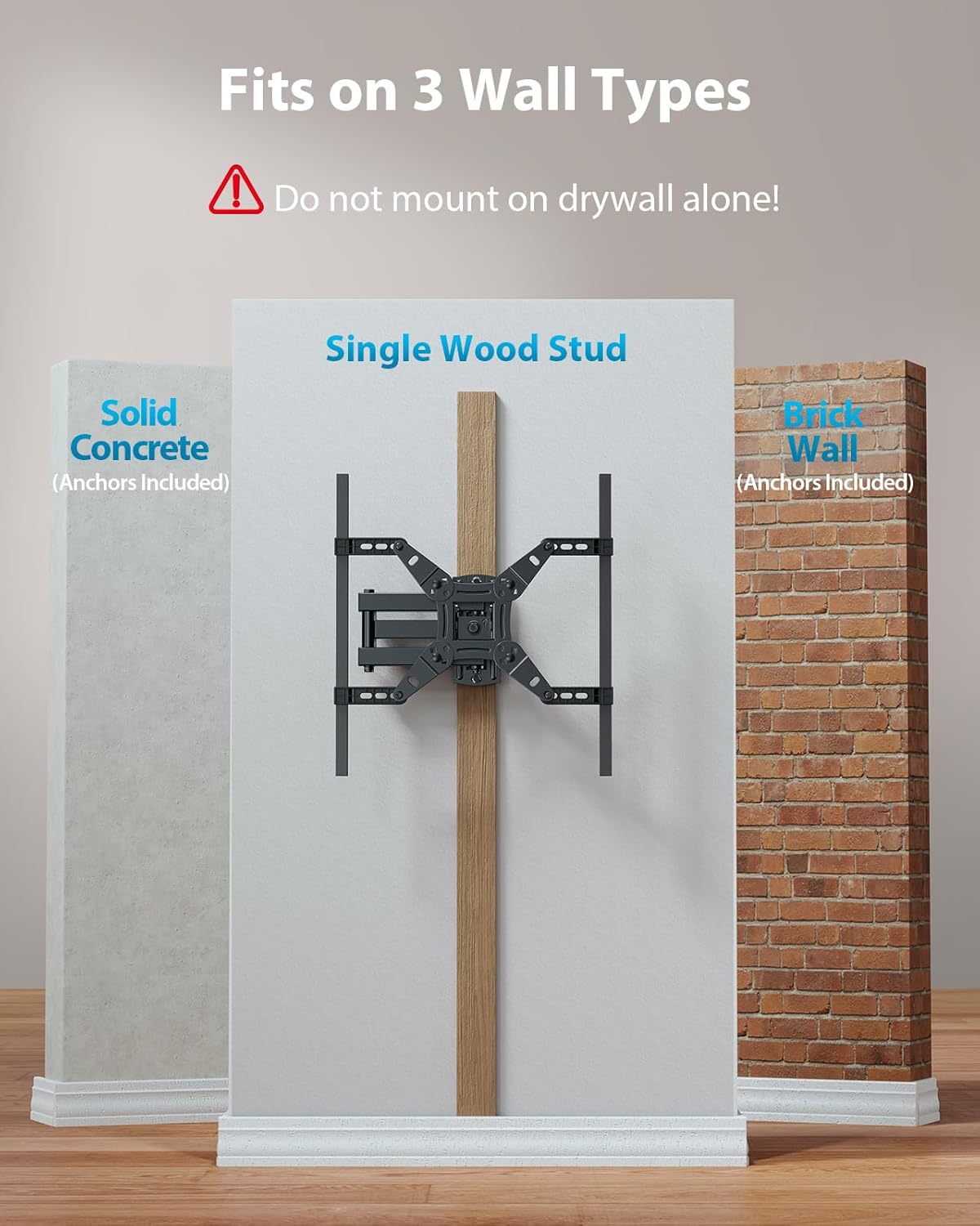 Pipishell Full Motion TV Wall Mount - LED Light & Music Sync for 13"-43" TVs, Max VESA 200x200mm
