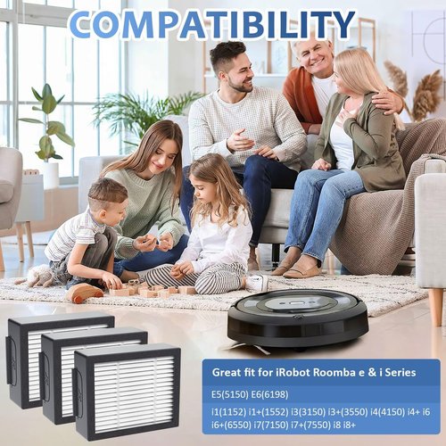iRobot Replacement 4639161 High-Efficiency Filters - 3 Pack for e, i, and j Series Robot Vacuums