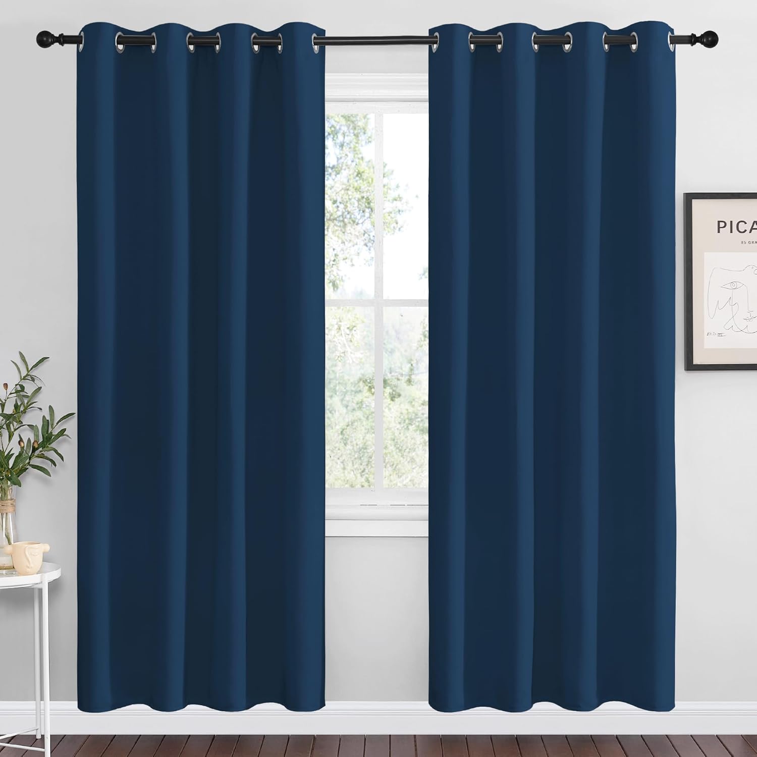NICETOWN Moroccan Blue Blackout Curtains - 78" Long, 55" Wide, 2-Piece Set | Sound Reducing & Thermal Insulation for Modern Spaces