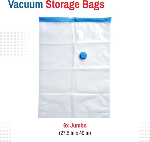 Jumbo Vacuum Storage Bags by [Brand Name] - Space-Saving Compression Bags for Comforters, Blankets & Clothes | 6 Pack with Hand Pump
