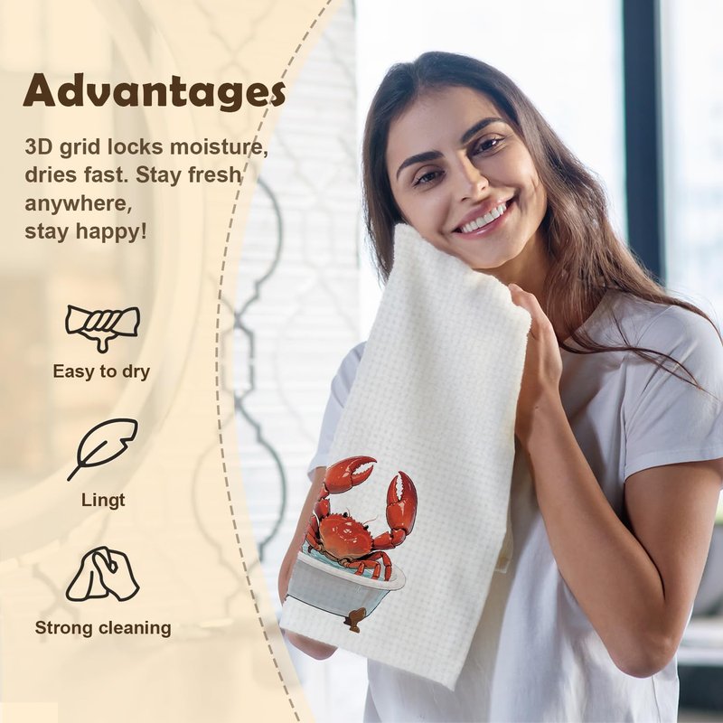 AQYIP Coastal Beach Crab Hand Towels for Bathroom, Crab Bathroom Decor, Sea Animal Coastal Beach Decorative Hand Towel for Spa Gym Yoga Washroom Restroom Bath Room, 16x24 Inch