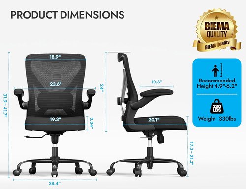 Ergalithic Ergonomic Office Chair - Comfy Mesh High-Back Design with Adjustable Lumbar Support | Ideal for Long Hours