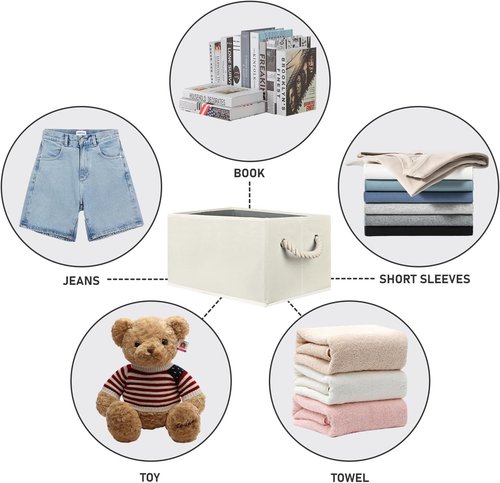 Closet Storage Bins by [Brand Name] - Collapsible Linen Organizers for Bedroom | Beige, 3 Pack