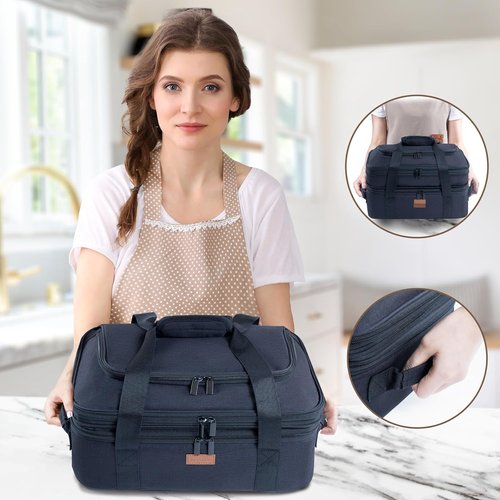 BAGSPRITE Expandable Insulated Casserole Carrier - Keeps Food Hot or Cold | Fits 9" x 13" Baking Dish