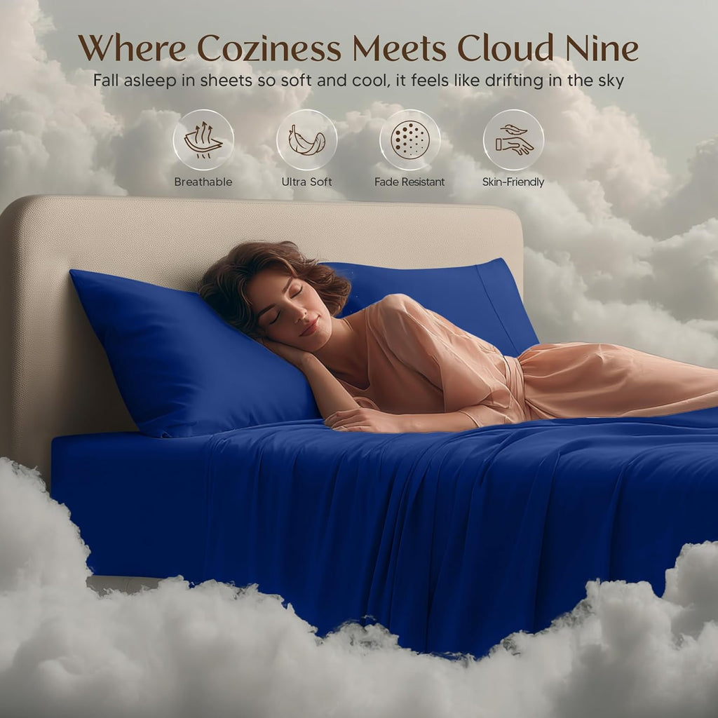 Utopia Bedding Twin Sheet Set - Soft & Breathable Microfiber | 3-Piece Royal Blue Bed Sheets
